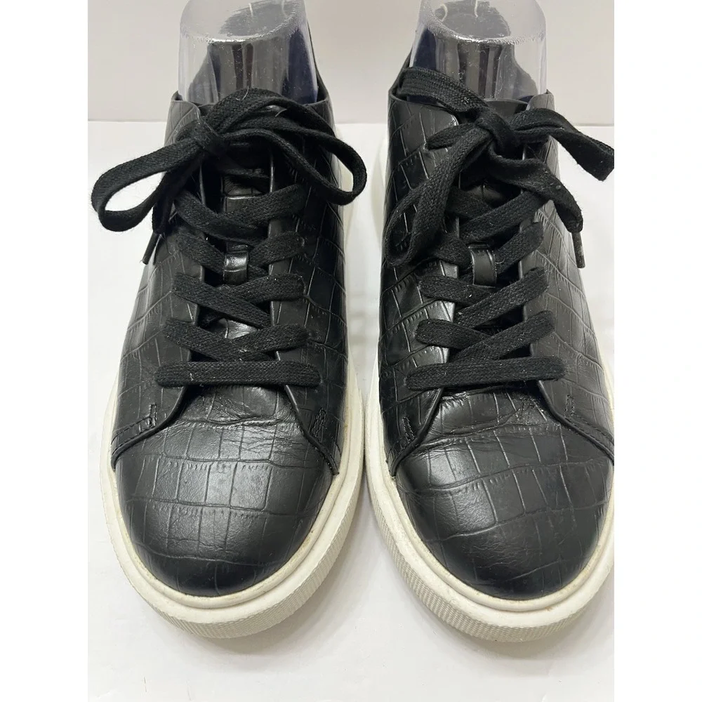 Sam Edelman Croc Embossed Sneakers Black Lace-Up Women's 9.5 Casual Comfort Low
